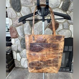 Hand painted leather tote